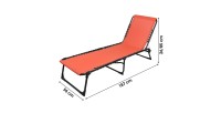 Set di 2 lettini da sole corallo – 187x56x26/85 cm – Metallo – Tela resistente – Schienale reclinabile