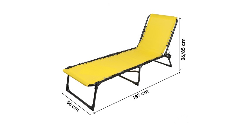 Set di 2 lettini da sole giallo senape – 187x56x26/85 cm – Metallo – Tela resistente – Pieghevoli