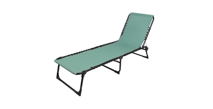 Set di 2 lettini verdi - 187x56x26/85 cm - Metallo - Tela resistente - Schienale reclinabile