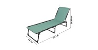 Lot de 2 bains de soleil vert – 187x56x26/85 cm – Métal – Toile résistante – Dossier inclinable