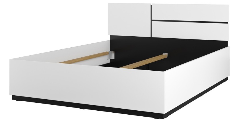 Lit HAVANA 160x200 cm blanc et noir – Design moderne et structure robuste