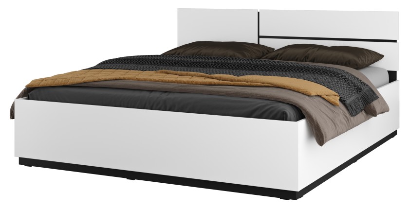 Lit HAVANA 160x200 cm blanc et noir – Design moderne et structure robuste