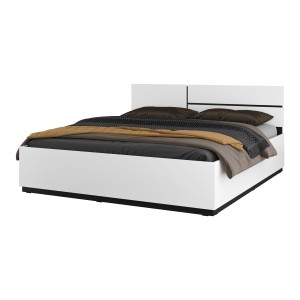 Lit HAVANA 160x200 cm blanc et noir – Design moderne et structure robuste