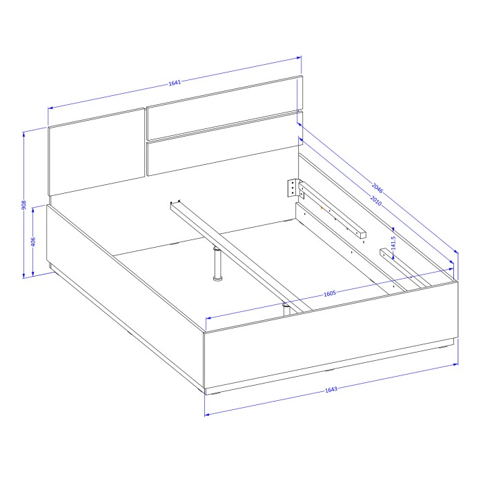 Bed HAVANA 160x200 cm wit en zwart - Modern ontwerp en stevige structuur
