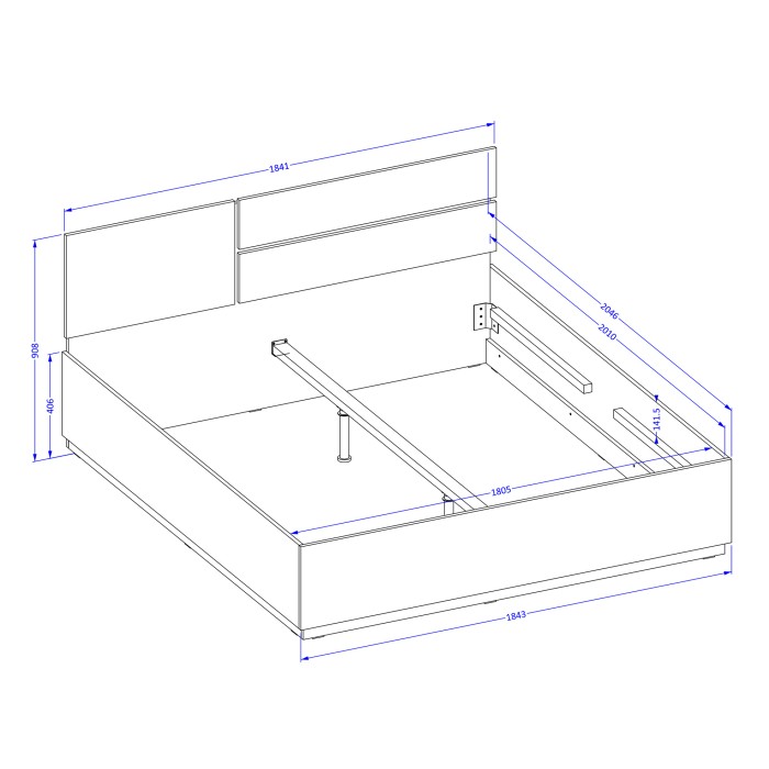 Bed HAVANA 180x200 cm wit en zwart - Modern design bed voor volwassen slaapkamer
