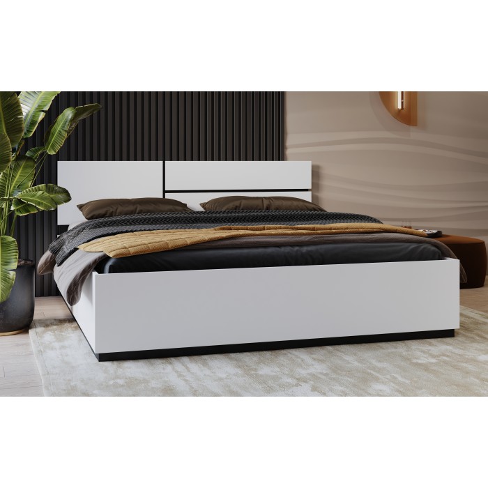 Bed HAVANA 180x200 cm wit en zwart - Modern design bed voor volwassen slaapkamer