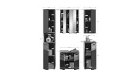 Ensemble de salle de bains : Meuble sous vasque, colonne, armoire de rangement avec miroir + 2 demi-colonne – Gris anthracite et