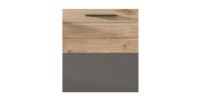 Ensemble de salle de bains : Meuble sous vasque, colonne, armoire de rangement avec miroir + 2 demi-colonne – Gris anthracite et