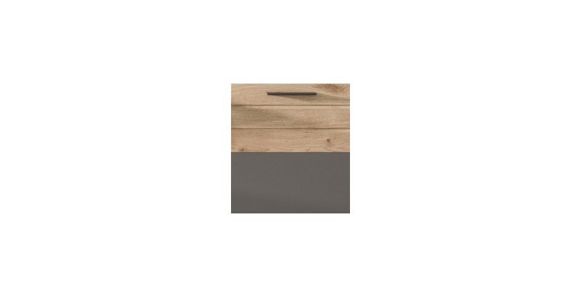 Ensemble de salle de bains : Meuble sous vasque, colonne, armoire de rangement avec miroir + 2 demi-colonne – Gris anthracite et