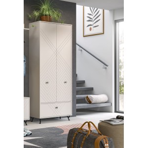 Armadio LUNA – Beige opaco – 3 porte, 6 vani – Da posizionare