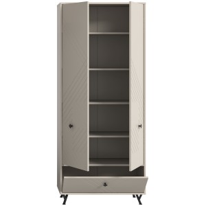 Armadio LUNA – Beige opaco – 3 porte, 6 vani – Da posizionare