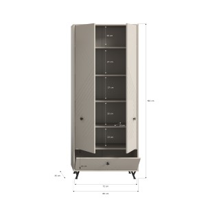 Armadio LUNA – Beige opaco – 3 porte, 6 vani – Da posizionare