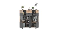 Buffet haut avec porte vitrée – Gris anthracite et chêne clair – SELMA
