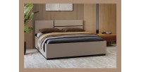 Lit HAVANA 180x200 cm beige et noir – Élégance moderne pour grande chambre adulte
