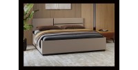 Lit HAVANA 180x200 cm beige et noir – Élégance moderne pour grande chambre adulte