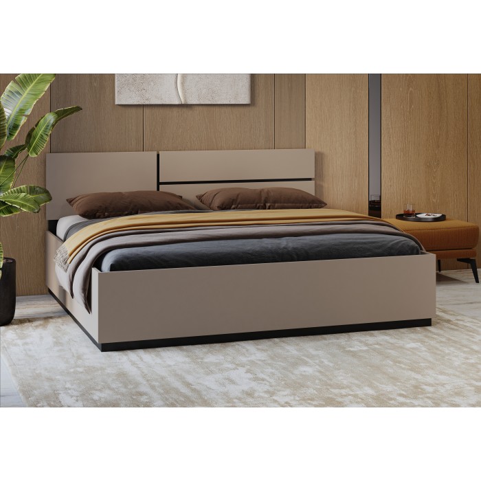 Bett HAVANA 180x200 cm beige und schwarz – Moderne Eleganz für großes Erwachsenenschlafzimmer