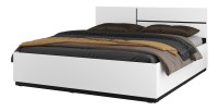 Bett HAVANA 160x200 cm Weiß und Schwarz mit Stauraum – Modernes Design und integrierter Stauraum