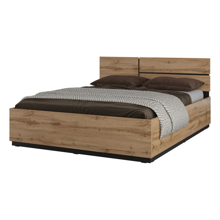 Lit coffre HAVANA 160x200 cm – Eiche und Schwarz – Moderner Stil und kluge Aufbewahrung