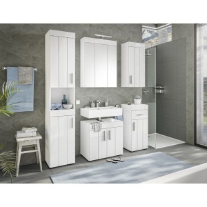 Colonne de salle de bain VENICE – Blanc laqué – Sans miroir
