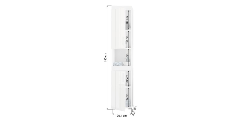 Colonne de salle de bain VENICE – Blanc laqué – Sans miroir