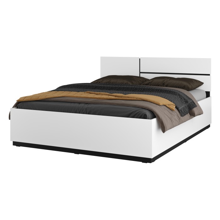 Lit coffre HAVANA 180x200 cm - Weiß und Schwarz – Modernes Bett mit integriertem Stauraum