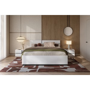 Lit HAVANA 180x200 cm blanc et noir avec coffre – Lit moderne avec rangement intégré