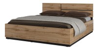 Lit coffre HAVANA 180x200 cm - Chêne et noir – Lit double moderne avec rangement intégré