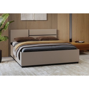 Lit HAVANA 180x200 cm beige et noir avec coffre – Lit double moderne avec espace de rangement