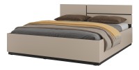 Lit HAVANA 180x200 cm beige et noir avec coffre – Lit double moderne avec espace de rangement