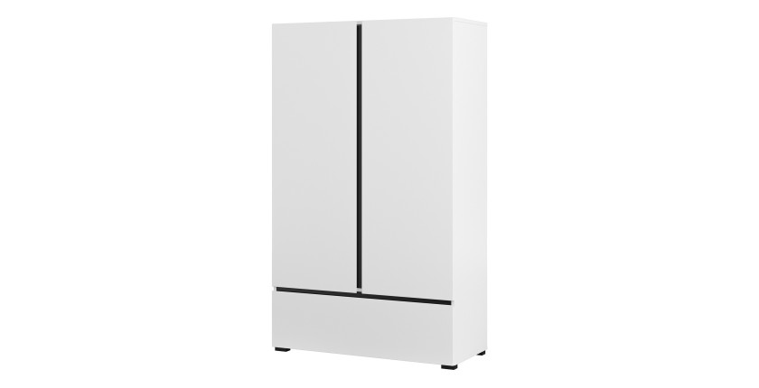 Armoire de rangement HAVANA blanche et noire 2 portes 1 tiroir – Design moderne et pratique