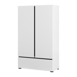 Armoire de rangement HAVANA blanche et noire 2 portes 1 tiroir – Design moderne et pratique