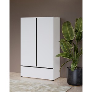 Armario de almacenamiento HAVANA blanco y negro 2 puertas 1 cajón - Diseño moderno y práctico