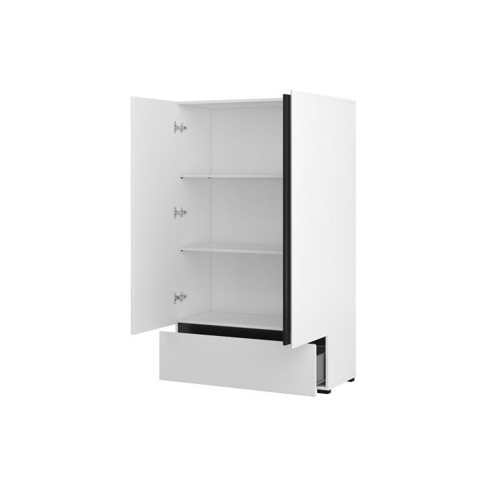 Armoire de rangement HAVANA blanche et noire 2 portes 1 tiroir – Design moderne et pratique
