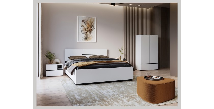 Armoire de rangement HAVANA blanche et noire 2 portes 1 tiroir – Design moderne et pratique