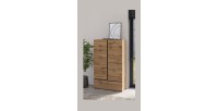 Armario de almacenamiento HAVANA en roble y negro con 2 puertas y 1 cajón - Mueble moderno y compacto para dormitorio