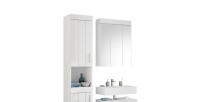 Badezimmer-Set: Waschbeckenunterschrank + Spiegelschrank – Hochglanz Weiß – VENICE
