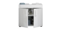 Ensemble de salle de bain : meuble sous vasque + armoire de rangement avec miroir – Blanc laqué – VENICE