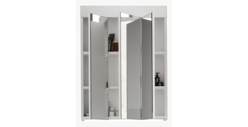 Badezimmer-Set: Waschbeckenunterschrank + Spiegelschrank – Hochglanz Weiß – VENICE