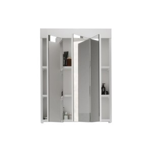Ensemble de salle de bain : meuble sous vasque + armoire de rangement avec miroir – Blanc laqué – VENICE