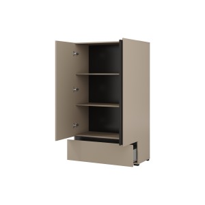 Armario de almacenamiento HAVANA beige y negro 2 puertas 1 cajón – Elegancia discreta y ahorro de espacio