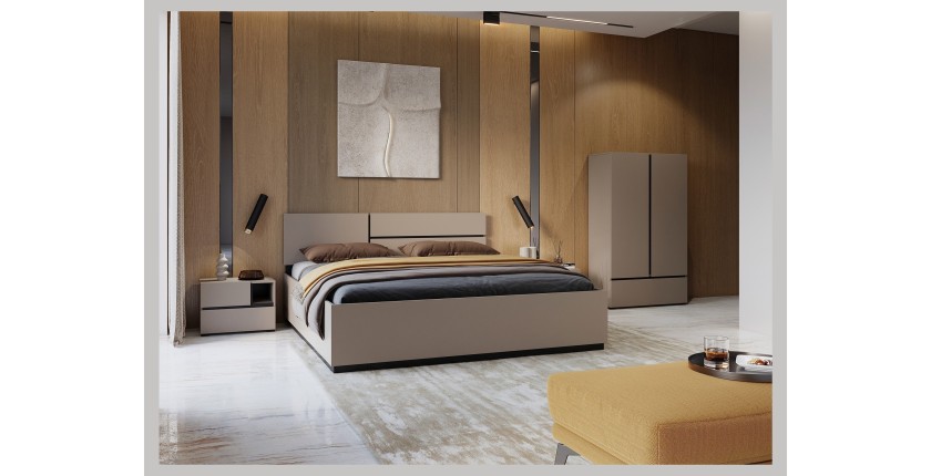 Armario de almacenamiento HAVANA beige y negro 2 puertas 1 cajón – Elegancia discreta y ahorro de espacio