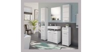 Meuble de rangement salle de bain 1 porte 1 tiroir – Blanc laqué – VICCO