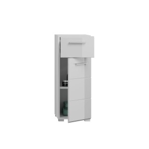 Meuble de rangement salle de bain 1 porte 1 tiroir – Blanc laqué – VICCO