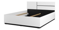 Chambre complète HAVANA blanc et noir – Lit 160x200, armoire 4 portes, chevets et commode