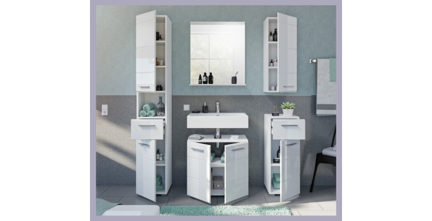 Meuble sous vasque 2 portes – Blanc laqué – VICCO