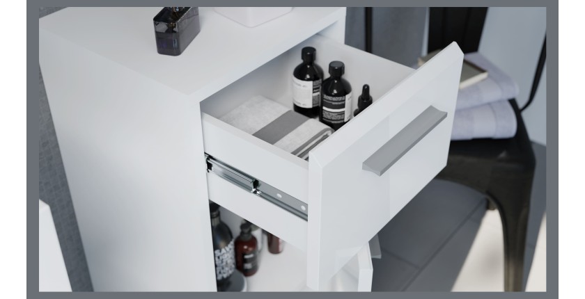 Meuble de rangement salle de bain – Blanc laqué – VICCO
