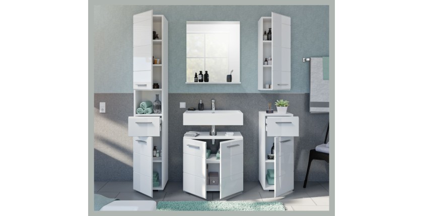 Meuble de rangement salle de bain – Blanc laqué – VICCO