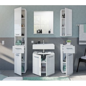 Meuble de rangement salle de bain – Blanc laqué – VICCO