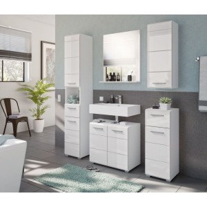 Meuble de rangement salle de bain – Blanc laqué – VICCO