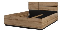 Chambre complète HAVANA chêne et noir – Lit 160x200, armoire 4 portes, chevets et commode